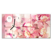 WANDUHR 60x30 cm - Blume - Pink, Glas (60/30/0.4cm) - TULUP