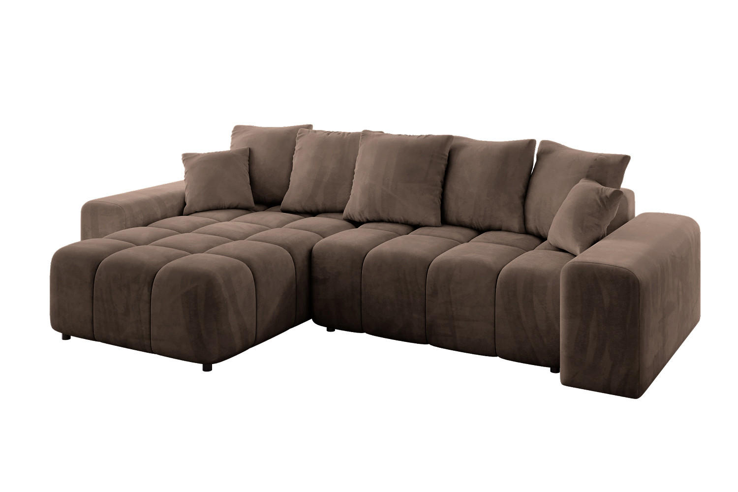 ALTDECOR ROHOVÁ SEDACÍ SOUPRAVA s otomanem vlevo ENIL-L 297x189x68 hnědý velur
