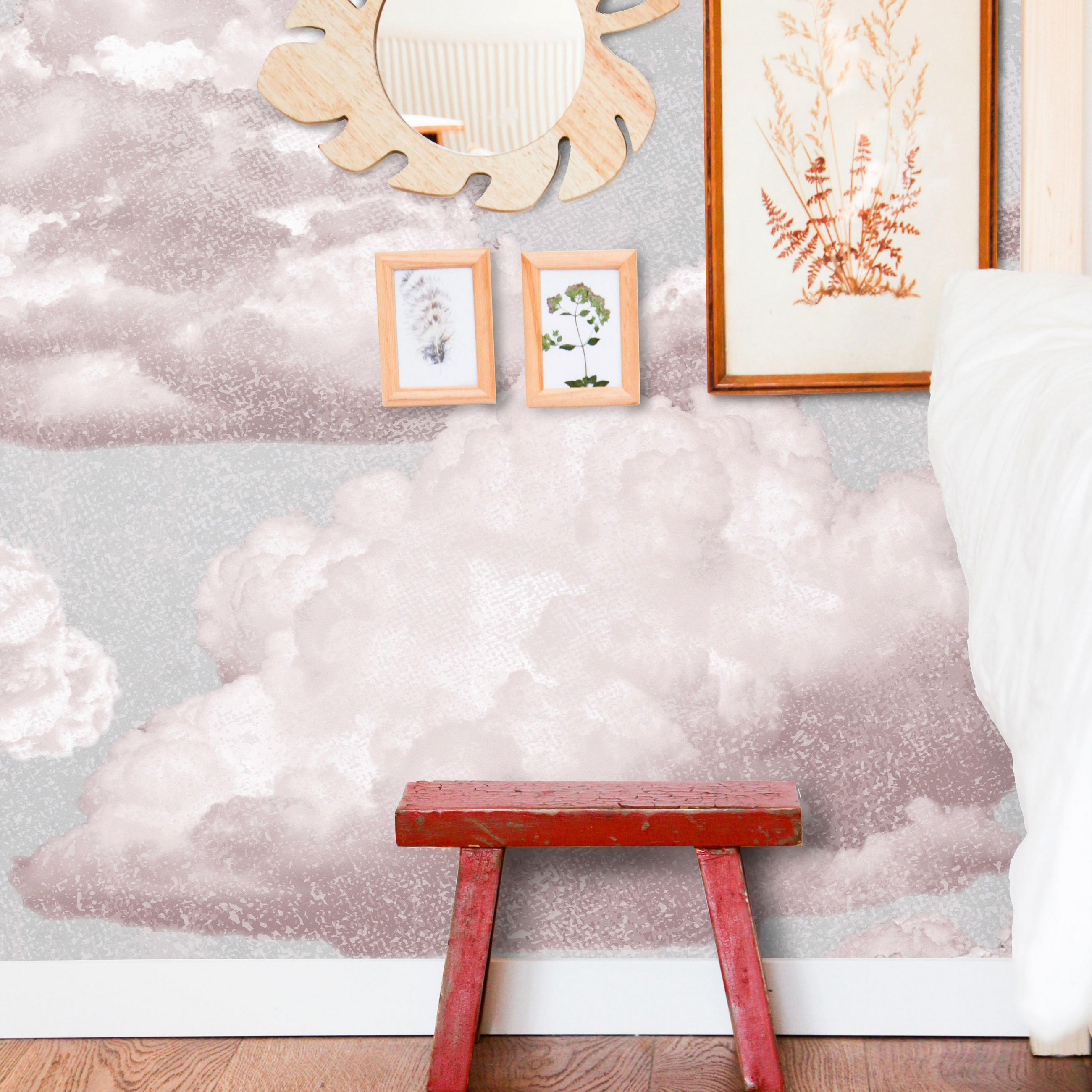 TAPETE Wolken aus echtem Papier, 200x280cm, 8 Bögen - Pink, Papier (200/280cm) - WALLPAPERS4BEGINNERS