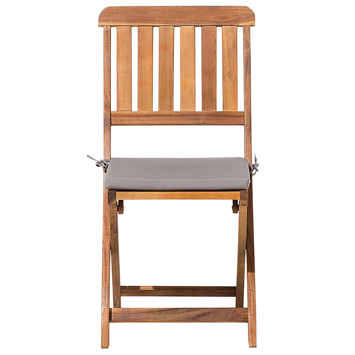GARTENMÖBEL SET 6-Sitzer Akazienholz dunkelbraun Auflagen grau Cento - Dunkelbraun/Grau, Holz - Beliani