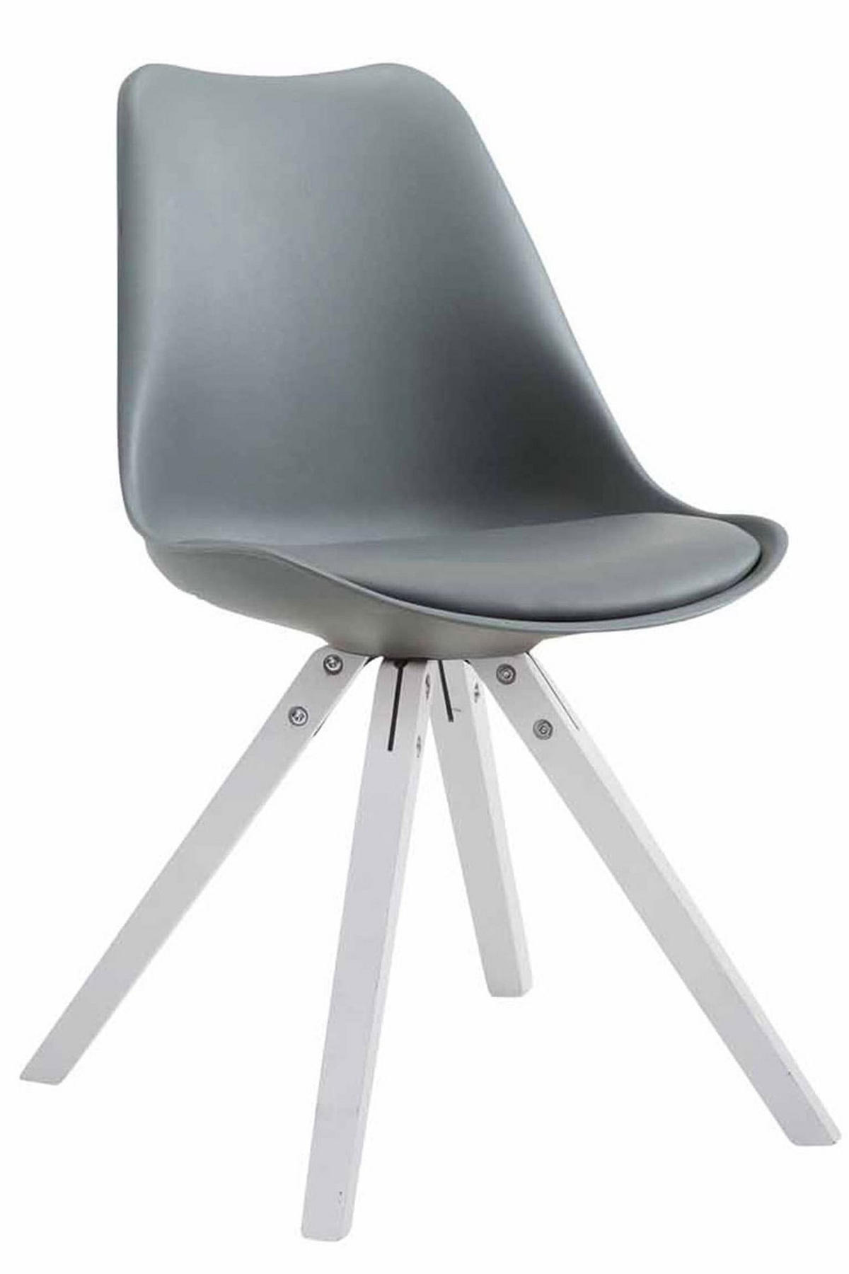 STUHL 4er Set Lederlook grau - Weiß/Grau, Holz/Textil (47.5/83/55.5cm) - CLP