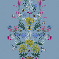 VLIESTAPETE - Sommergarten Hummelglück - Blau, Papier/Kunststoff (52/1000cm) - Joules