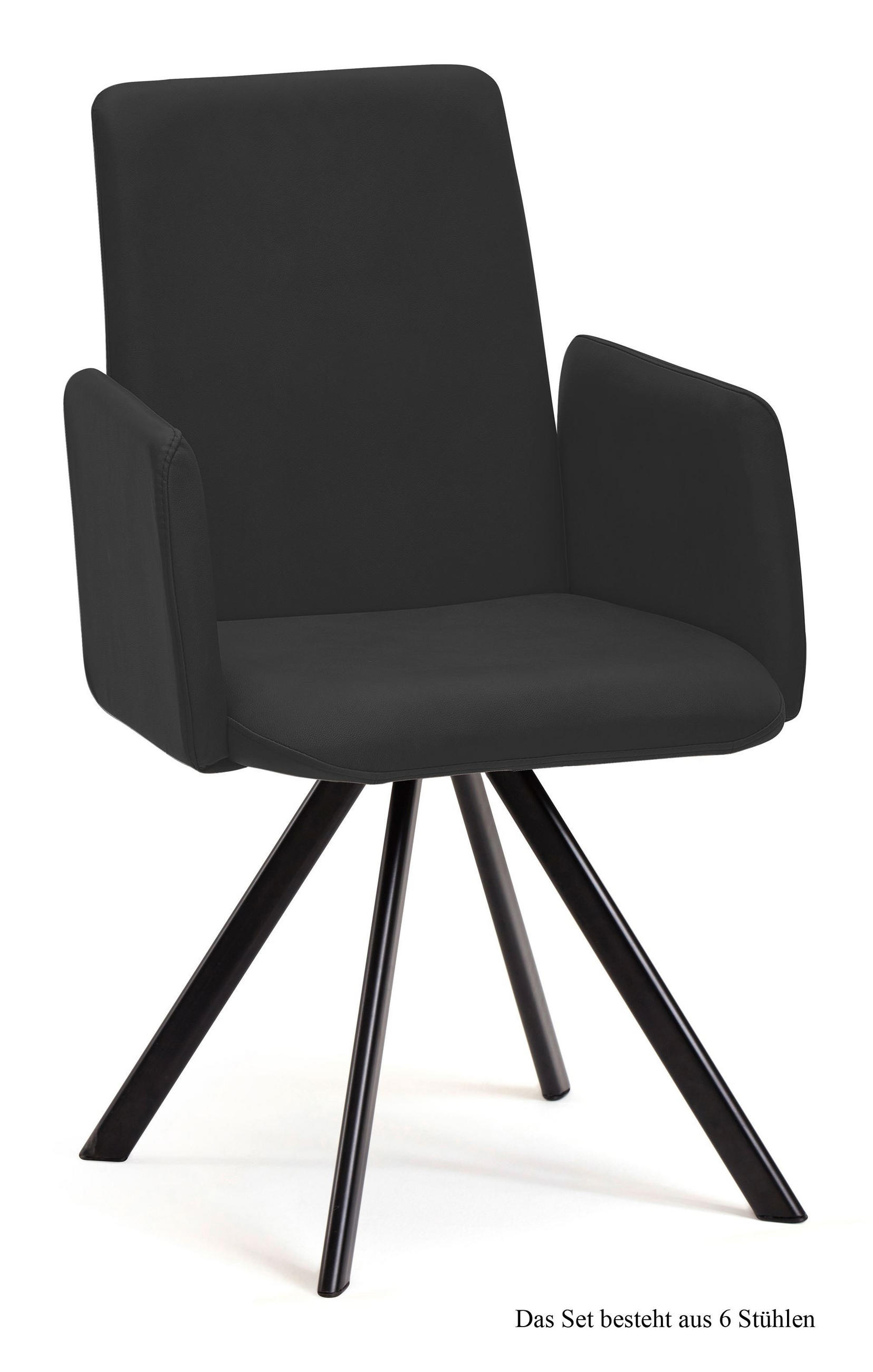 ARMLEHNSTUHL drehbar (6er-Set) Denys 52x92x60 Schwarz/Anthrazit - Anthrazit/Schwarz, Kunststoff (60/92/52cm) - 58aufmkessel