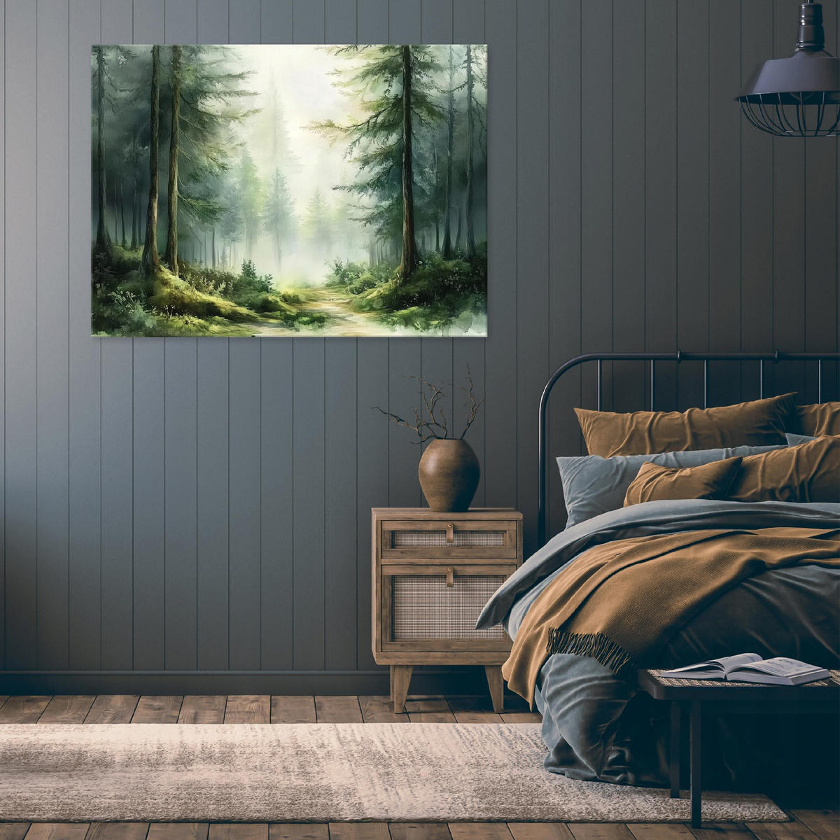 BILDER Wald Natur Grün Bäume 60x40 - Multicolor, Holzwerkstoff (60/40cm) - Wallarena