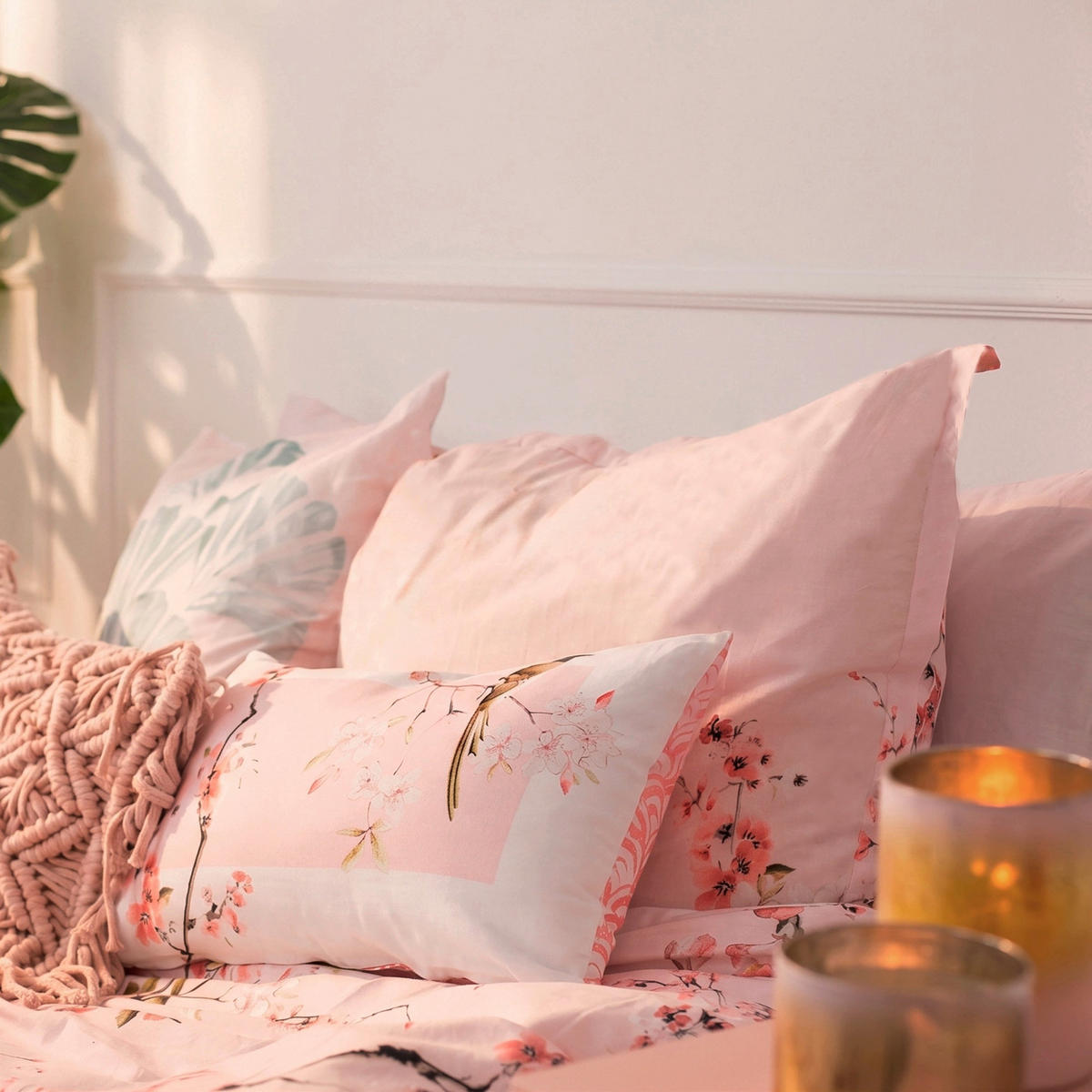 KISSENBEZUG Chinoiserie rose 45x125 cm - Multicolor, Textil (45/125cm) - Happy Friday