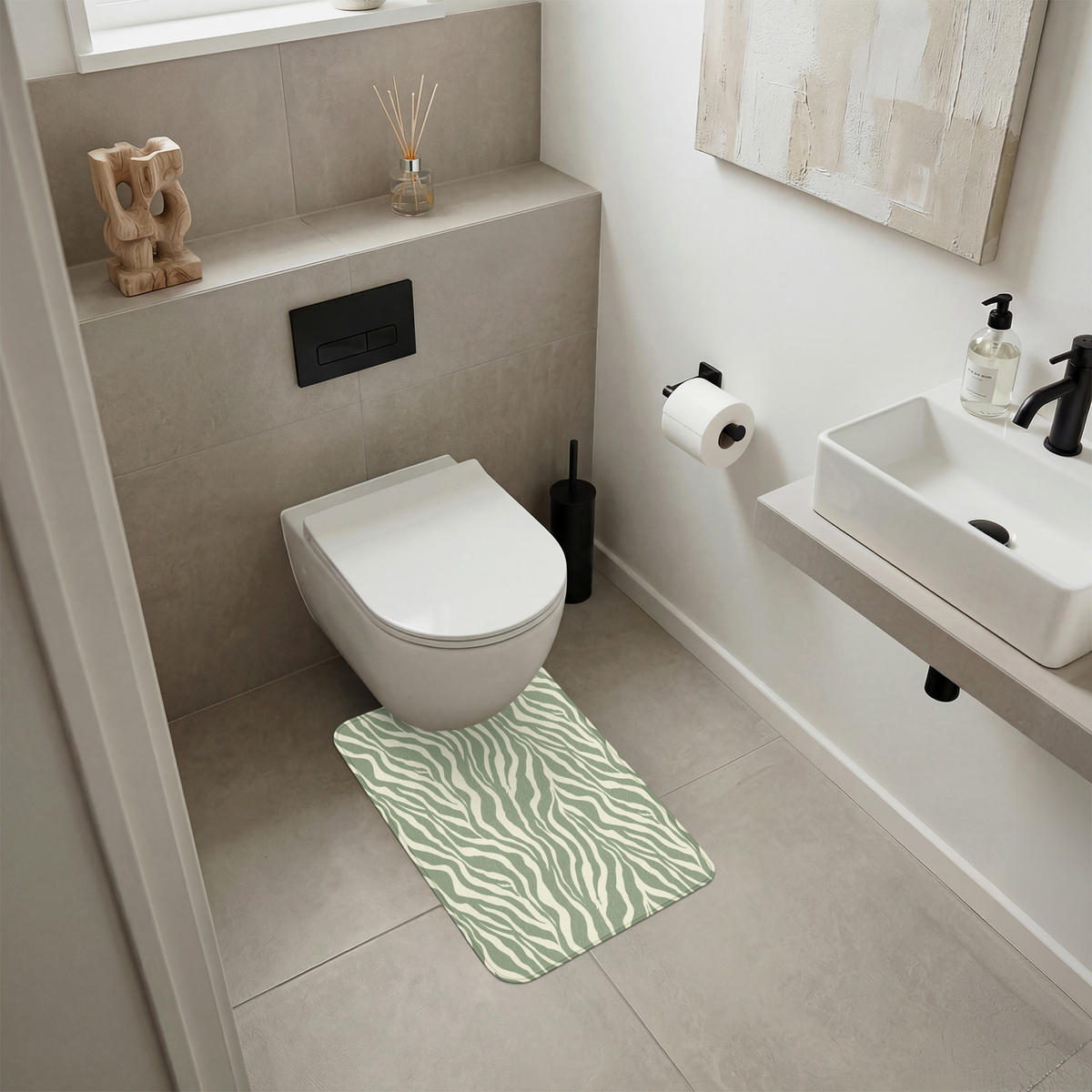 WC PŘEDLOŽKA Zebra - Motiv - zelená 40x60 cm - šalvějově zelená, textil/plast (40/1cm) - OnlyWow