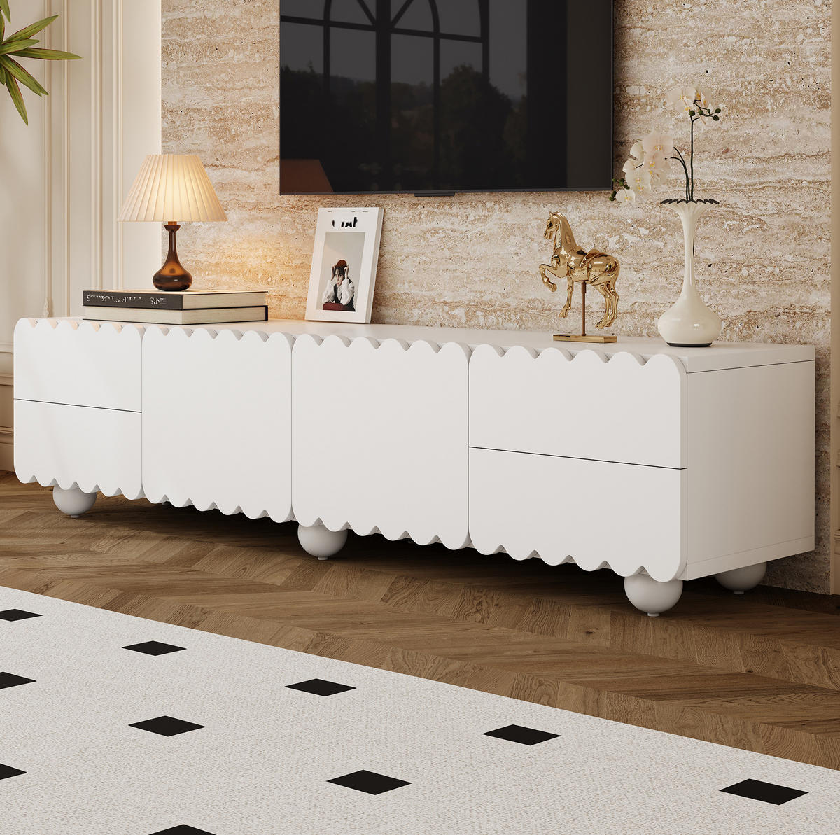 TV-SCHRANK mit Stauraum 175 x 38 x 37 cm Weiß MDF Holzwerkstoff - Weiß, Holzwerkstoff (38/37/175cm) - Beauniv