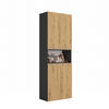 BAD Hochschrank Billy - Anthrazit/Eiche Artisan, Holzwerkstoff (60/174/30cm) - kommodly