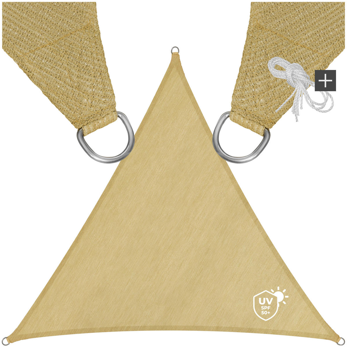 SONNENSEGEL , inklusive Spannseile, beige - Beige, Kunststoff (600/600cm) - tectake