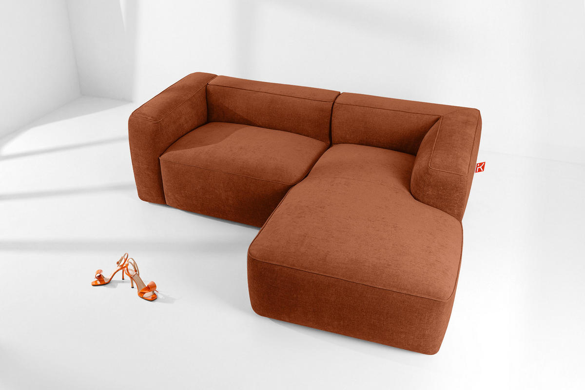 ECKSOFA RECHTS FUBBO, Rot - Rot, Holz/Holzwerkstoff (225/176cm) - KONSIMO®