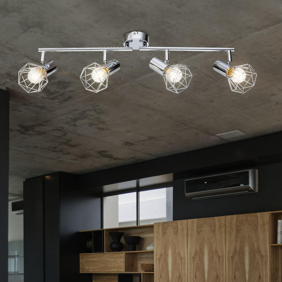 DECKENLEUCHTE Metall Silber XARA I - Silberfarben, Metall (60/9.3/15cm) - Globo Lighting