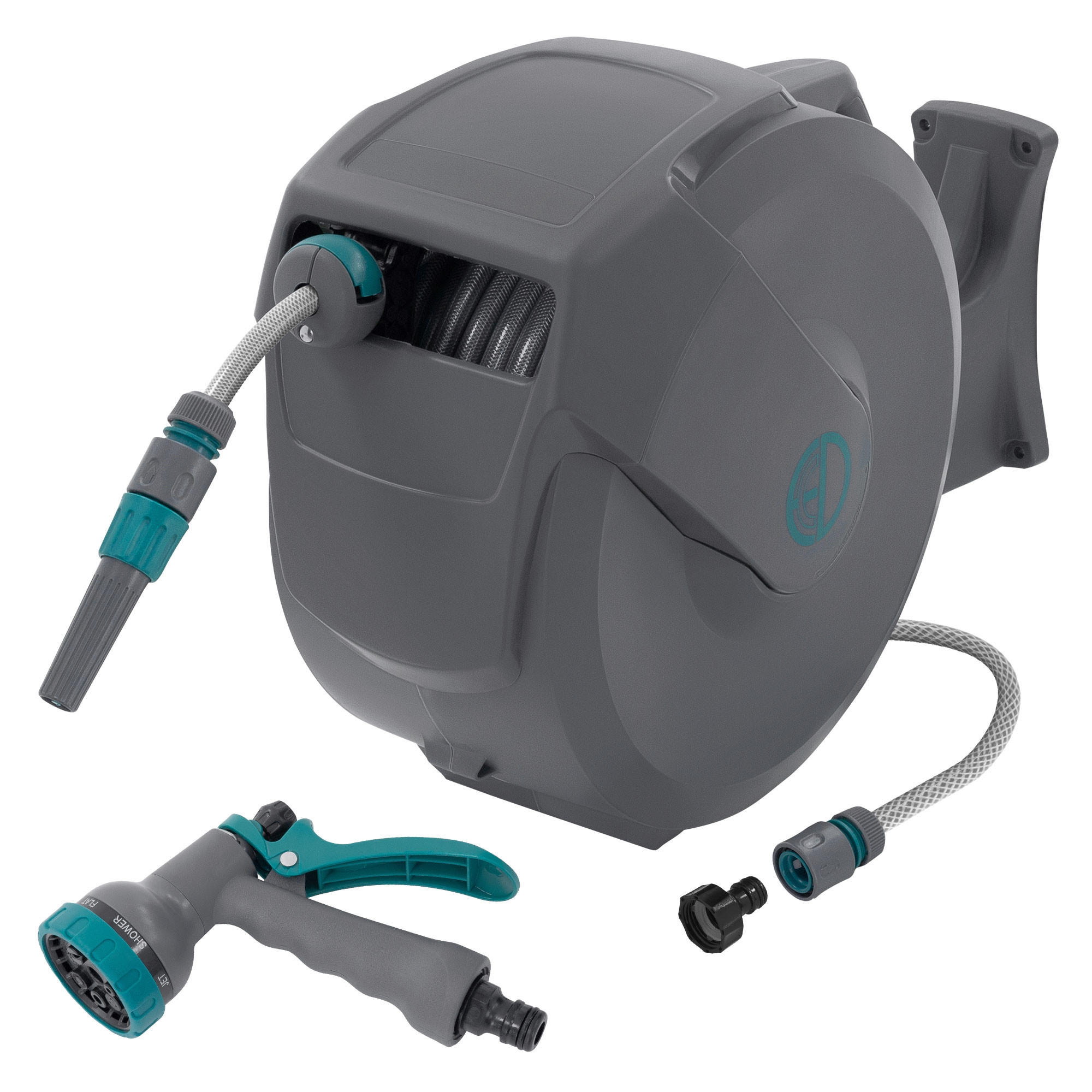 SCHLAUCHAUFROLLER 30m - Grau, Kunststoff (21/43/60.5cm) - ECD-Germany