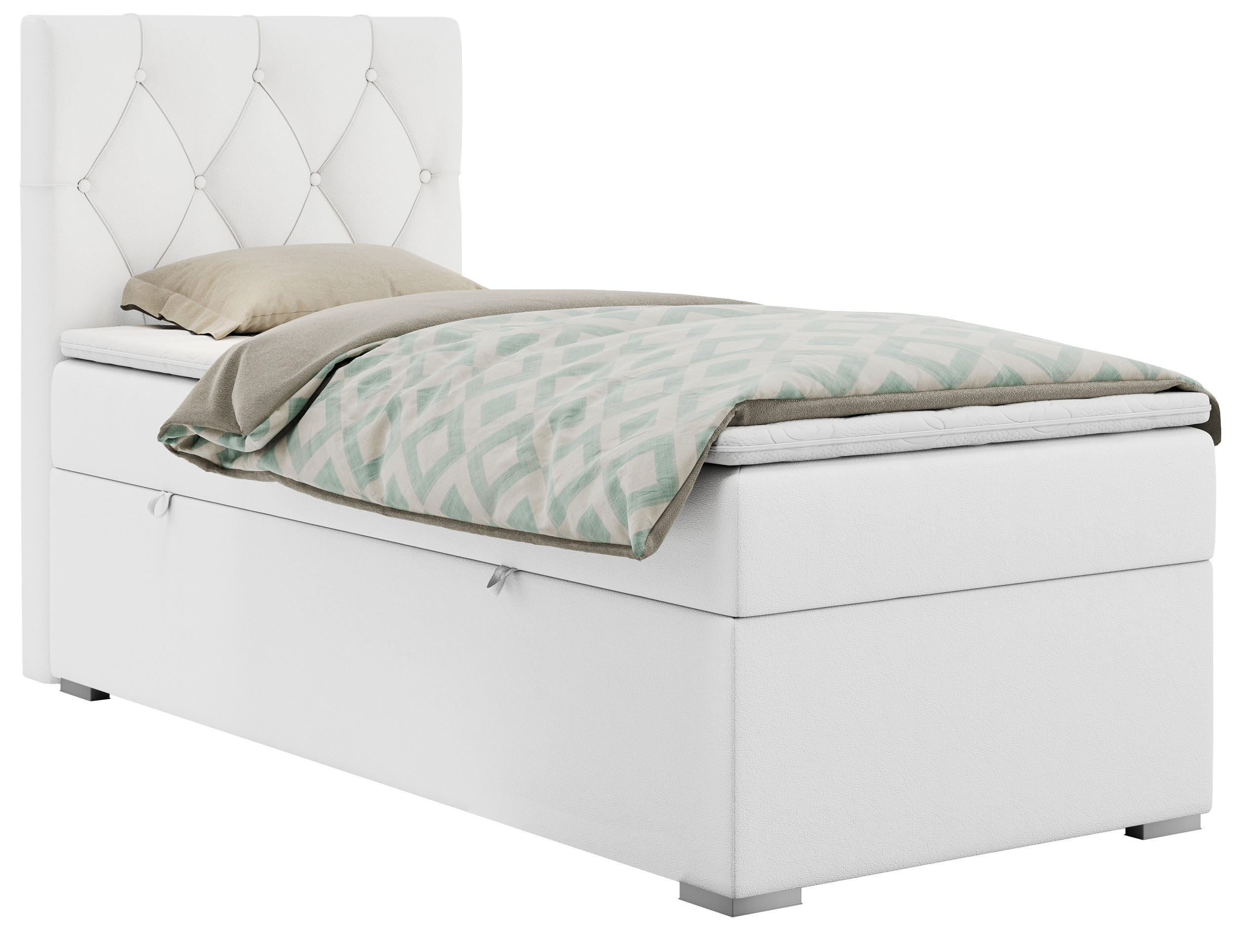 BOXBETT ALDA 90/200 Weiß Kunstleder - H4 - Links Seite - Weiß, Holz/Textil (90/200cm) - MKS