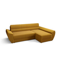 ECKSOFA L REBI L3 Poso 01 Rechts mit Schlaffunktion, Senfton - Gelb, Textil (251/140cm)