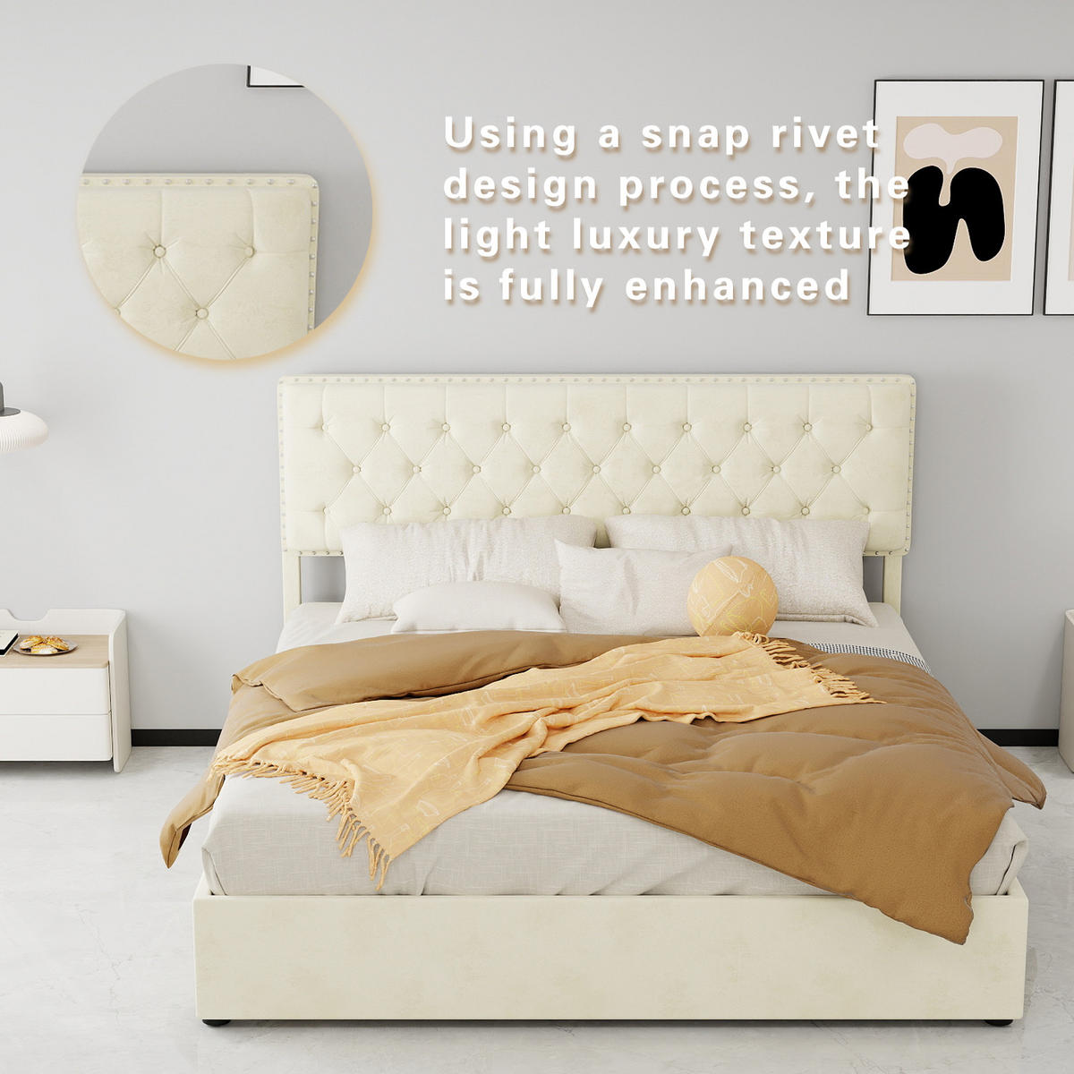 POLSTERBETT 160/200 cm in Beige mit Stauraum unter dem Bett Stoff im Glamour-design - Beige, Holzwerkstoff/Textil (160/200cm) - STILVORA
