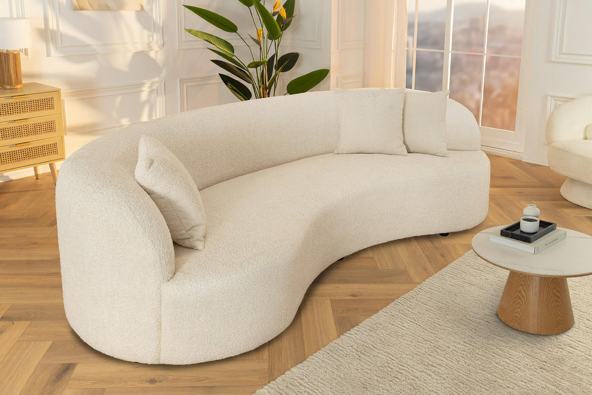 3-SITZER SOFA ATELIER Bouclé Beige 230 cm - Beige/Schwarz, Kunststoff/Textil (230/70/110cm) - riess-ambiente