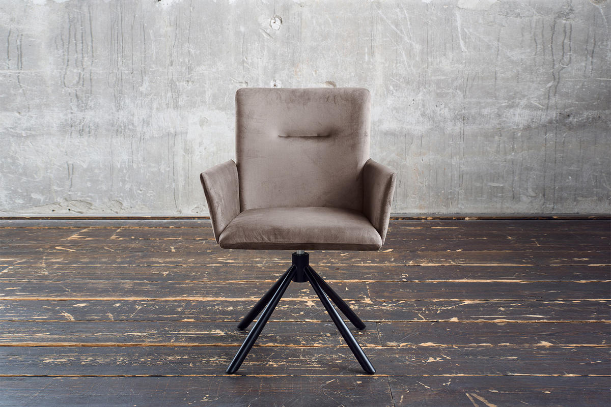 ESSZIMMERSTUHL KYRA Taupe Velvet - Taupe/Schwarz, Kunststoff/Textil (64/88/61cm) - KAWOLA