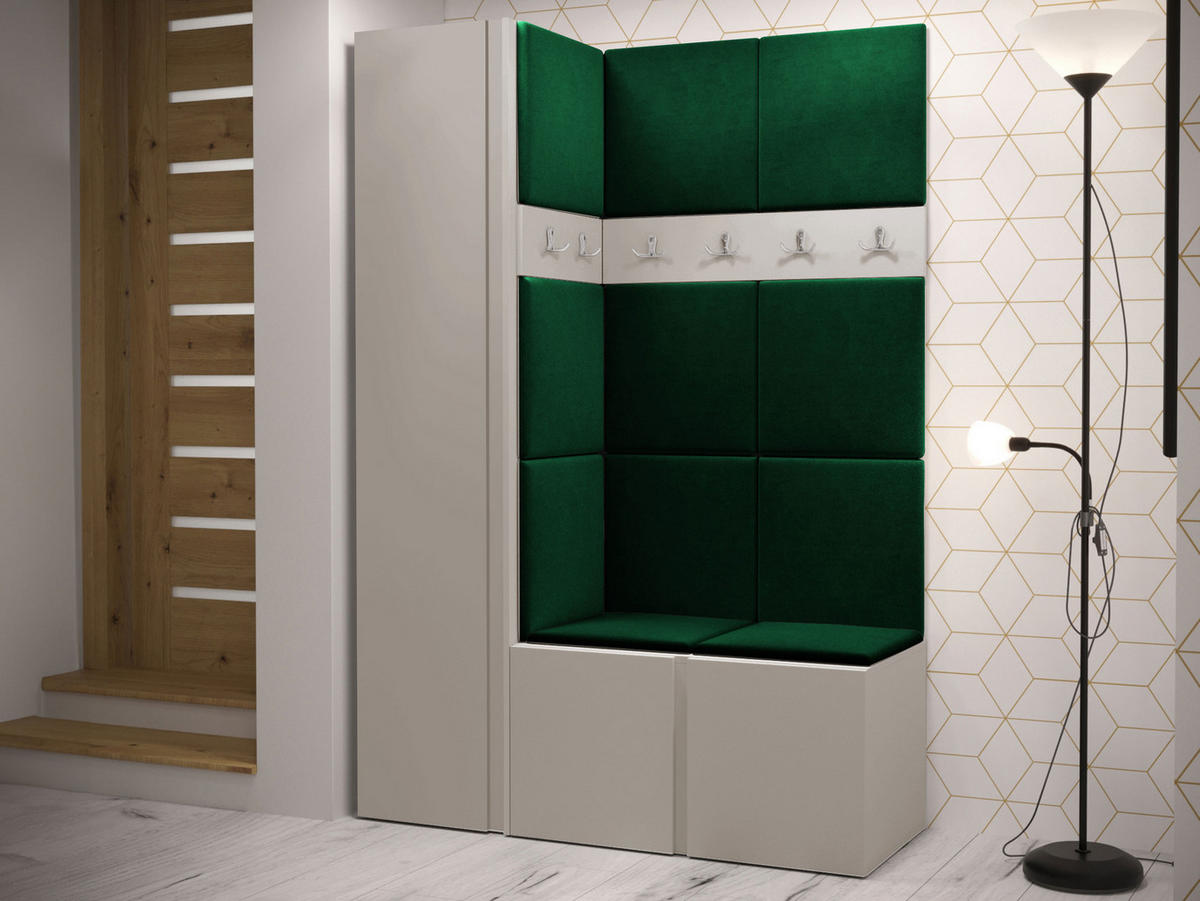 GARDEROBEN-SET Orion IX - Kaschmir/Grün, Holzwerkstoff/Kunststoff (124/186/46cm) - MIRJAN24