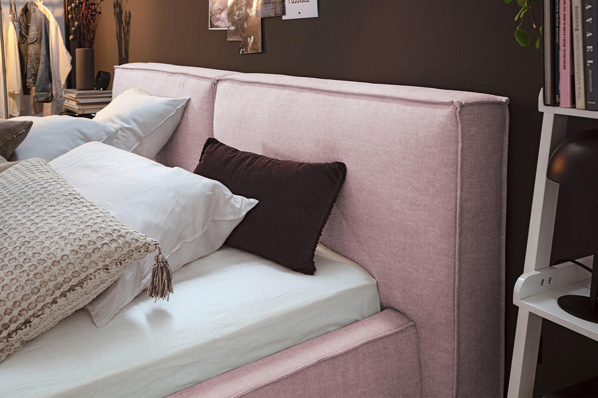 POLSTERBETT CARLO Pink Massivholz - Pink/Rosa, Textil (140/200cm) - KAWOLA