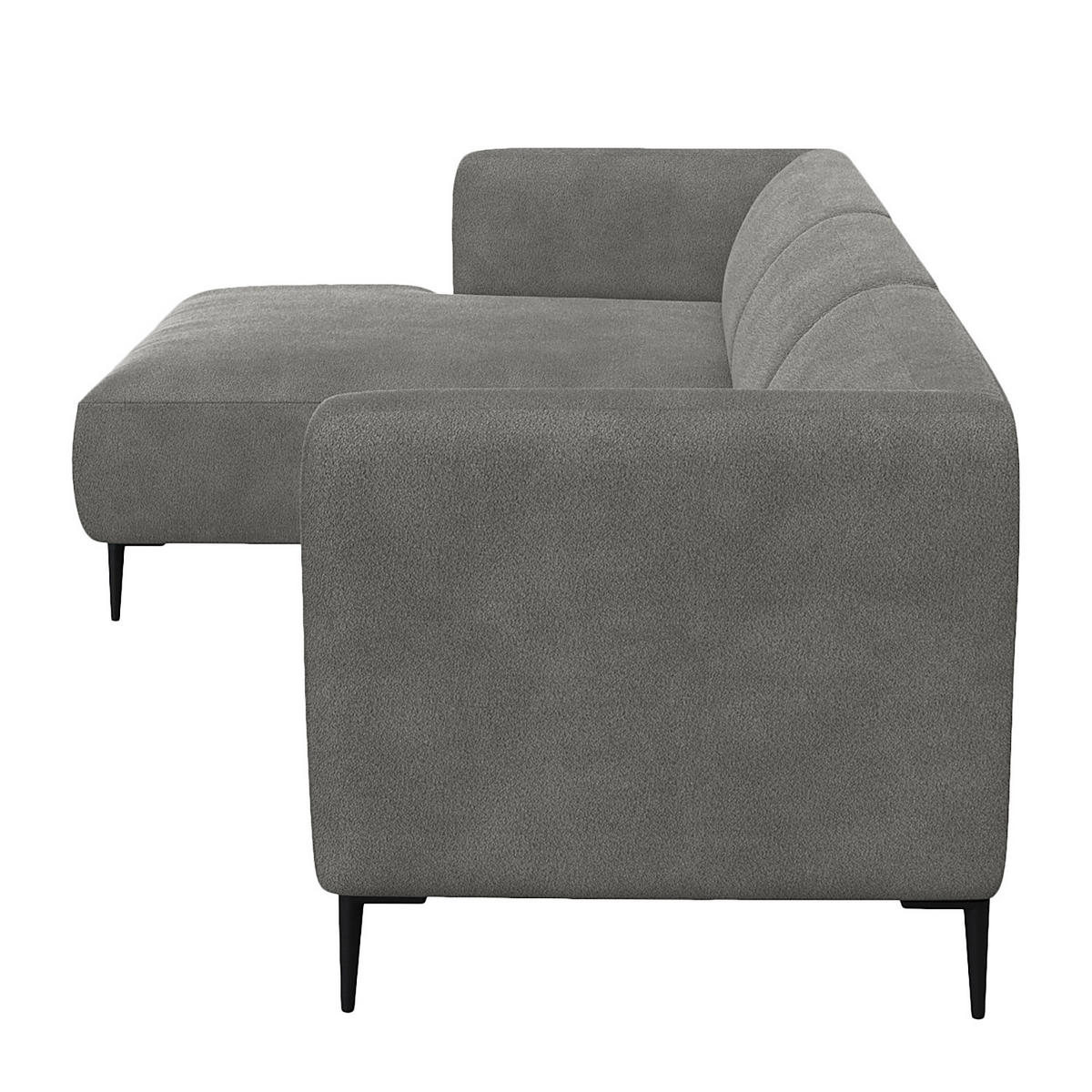 2,5-SITZER ECKSOFA mit Longchair - Schwarz/Grau, Textil/Metall (271/148cm) - home24