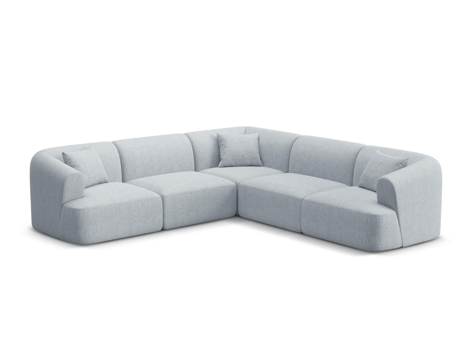 SYMMETRISCHES-MODULARES-ECKSOFA Campi aus strukturiertem Stoff hellgrau 6 Sitzplätze - Hellgrau, Textil (255/255cm) - Cosmopolitan Design