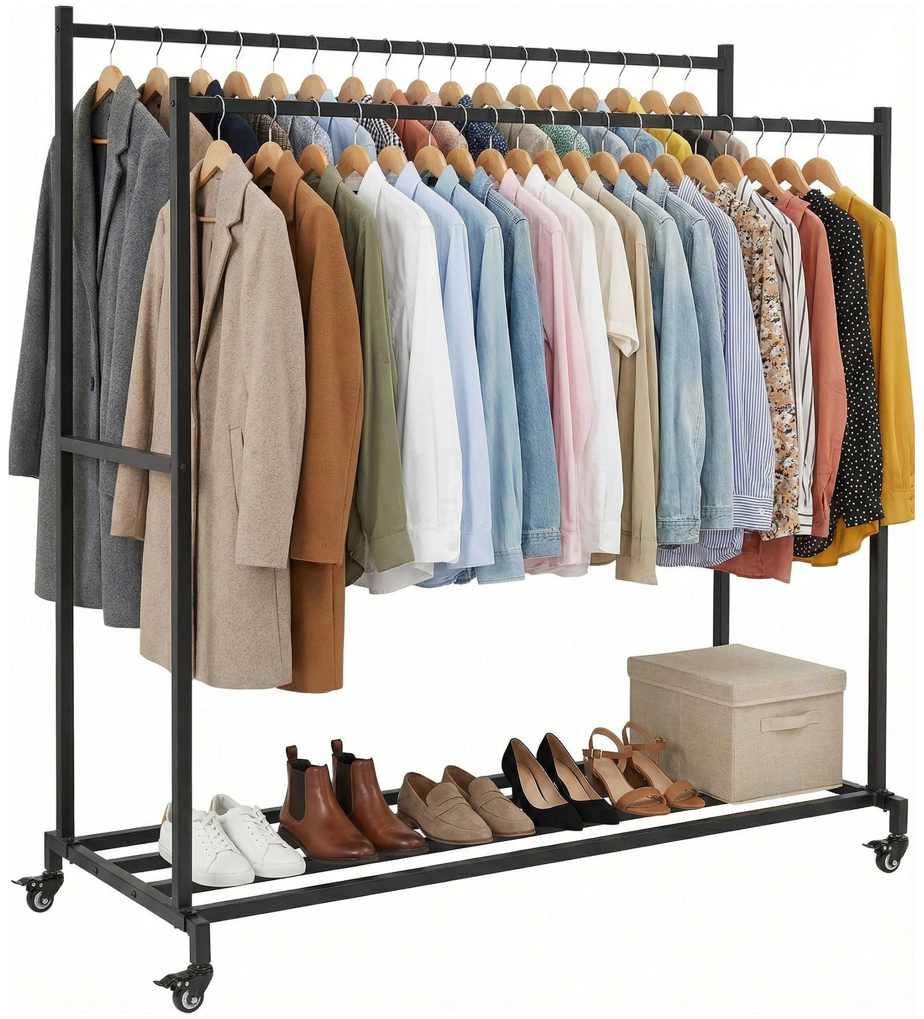 KLEIDERSTÄNDER Leo 150x62x160cm Metall Schwarz Kleiderstange - Schwarz, Metall (150/160/62cm) - DELUKE