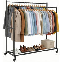 KLEIDERSTÄNDER Leo 150x62x160cm Metall Schwarz Kleiderstange - Schwarz, Metall (150/160/62cm) - DELUKE