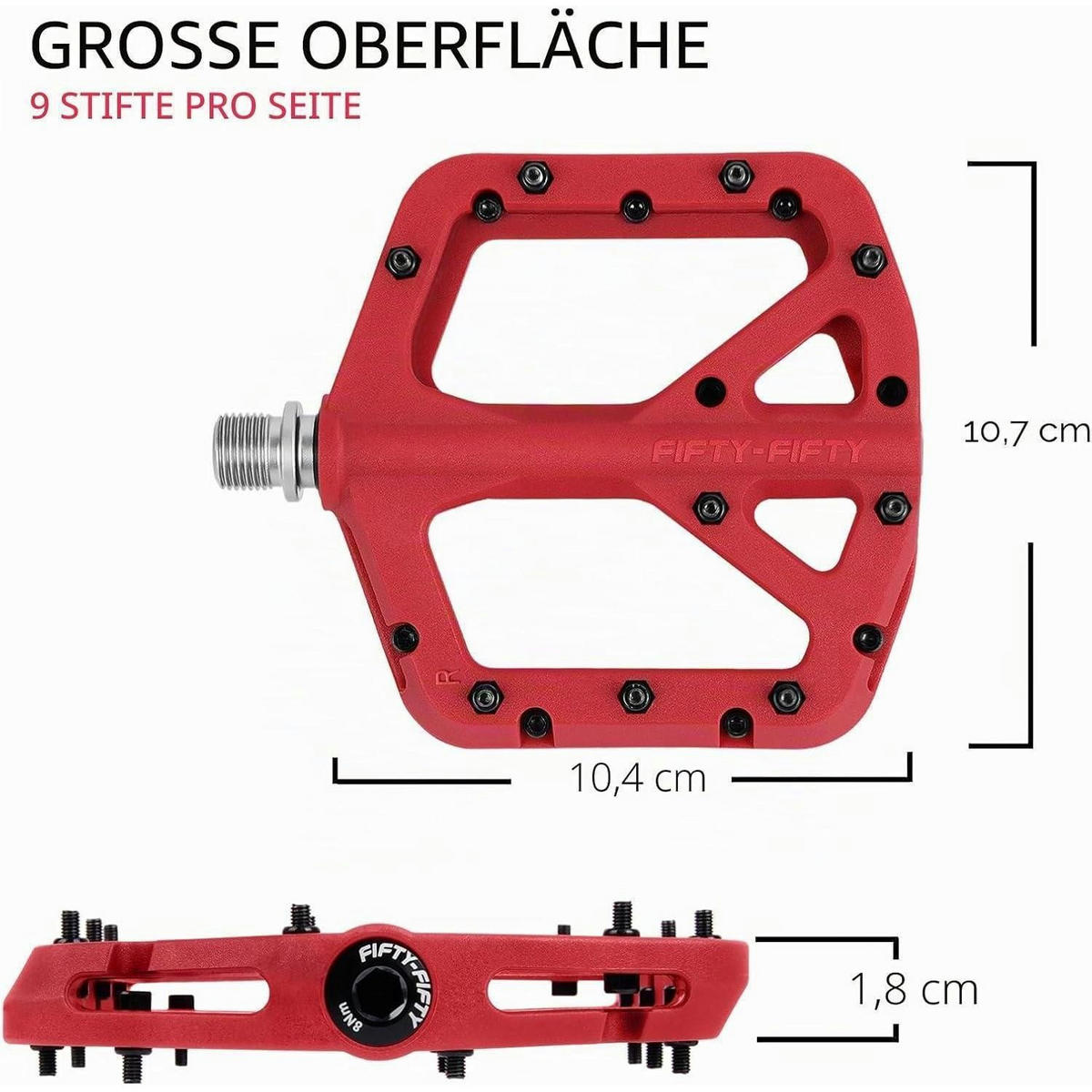 FAHRRADPEDALE Nylon Composite Rot 9/16 Zoll - Rot, Kunststoff (10.4/1.5/10.6cm)