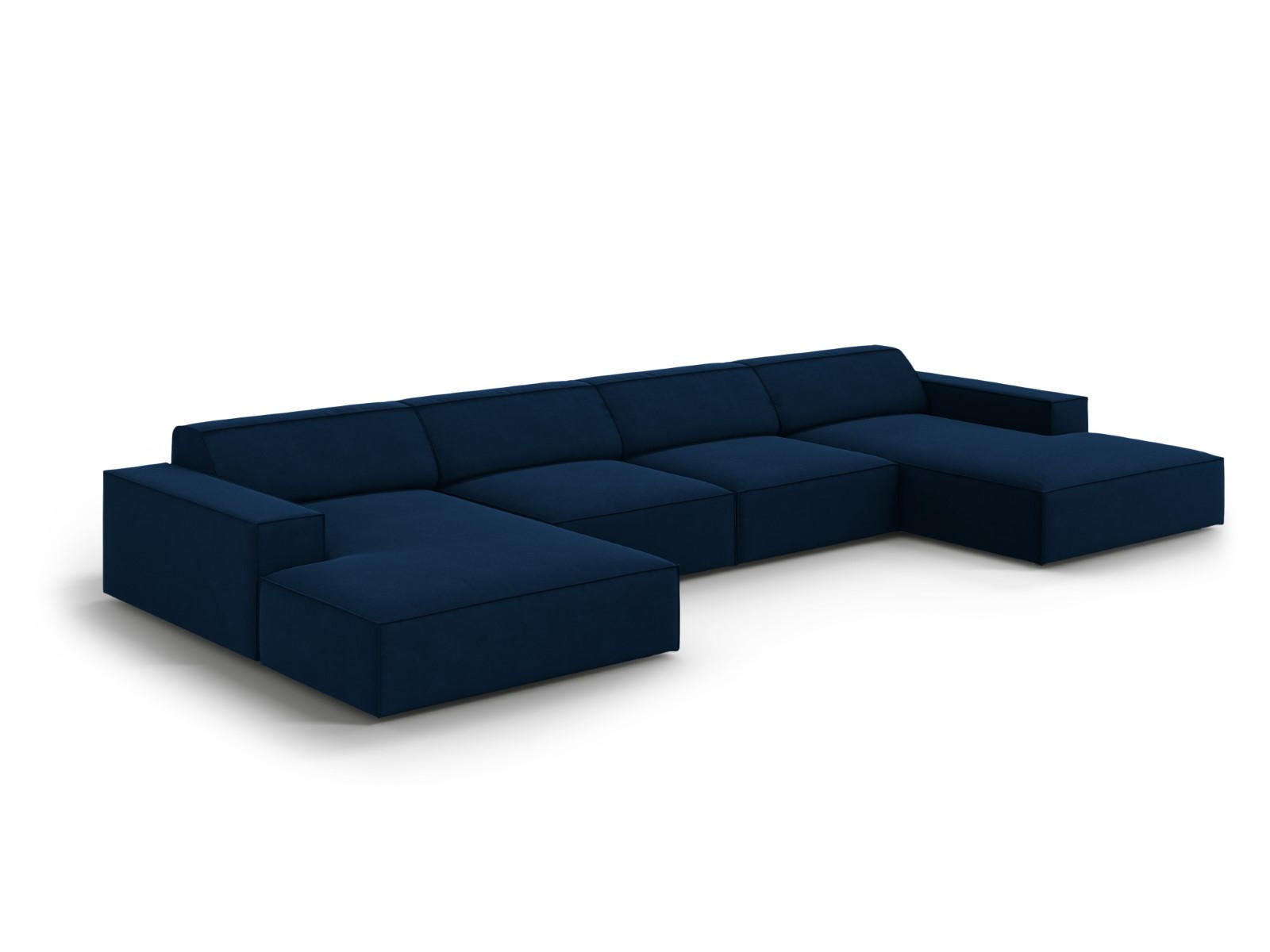 PANORAMASOFA Jodie aus Samt königsblau 6 Sitzplätze - Blau, Textil (166/70/364cm) - Micadoni