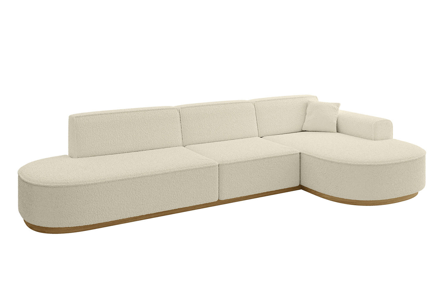 ECKSOFA Ottomane Rechts MARI-L2-v2 - 328x171x83 cm Beige Bouclé - Beige, Holzwerkstoff/Textil (171/328cm) - ALTDECOR