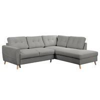 ECKSOFA mit Ottomane - Braun/Grau, Holz/Textil (230/200cm) - home24
