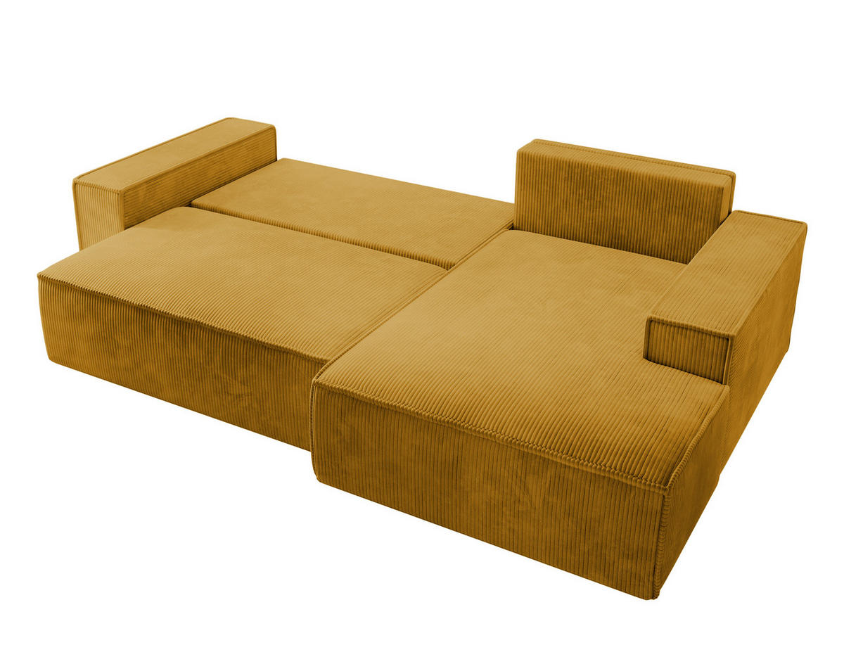 ECKSOFA Farese Senfgelb Cordbezug - Messingfarben/Schwarz, Kunststoff/Textil (267/167cm) - Selsey