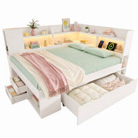 JUGENDBETT 140/200 mit LED, USB/Type-C, Stauraum und Schubladen in Weiß - Weiß, Holzwerkstoff (140/200cm) - EVRYAE
