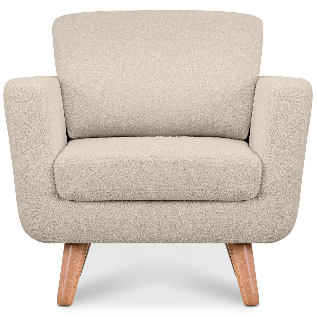 SESSEL TAGIO Massivholz-Beine, cremig - Creme/Braun, Buchenholz/Textil (86/80/88cm) - KONSIMO®