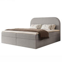 BOXBETT FUZZI 140x200 cm Grau (Stoff Monte) - mit 2 Bettkästen, Bonellmatratze und weichem Kopfteil - Grau, Holzwerkstoff/Textil (140/200cm) - Ravio