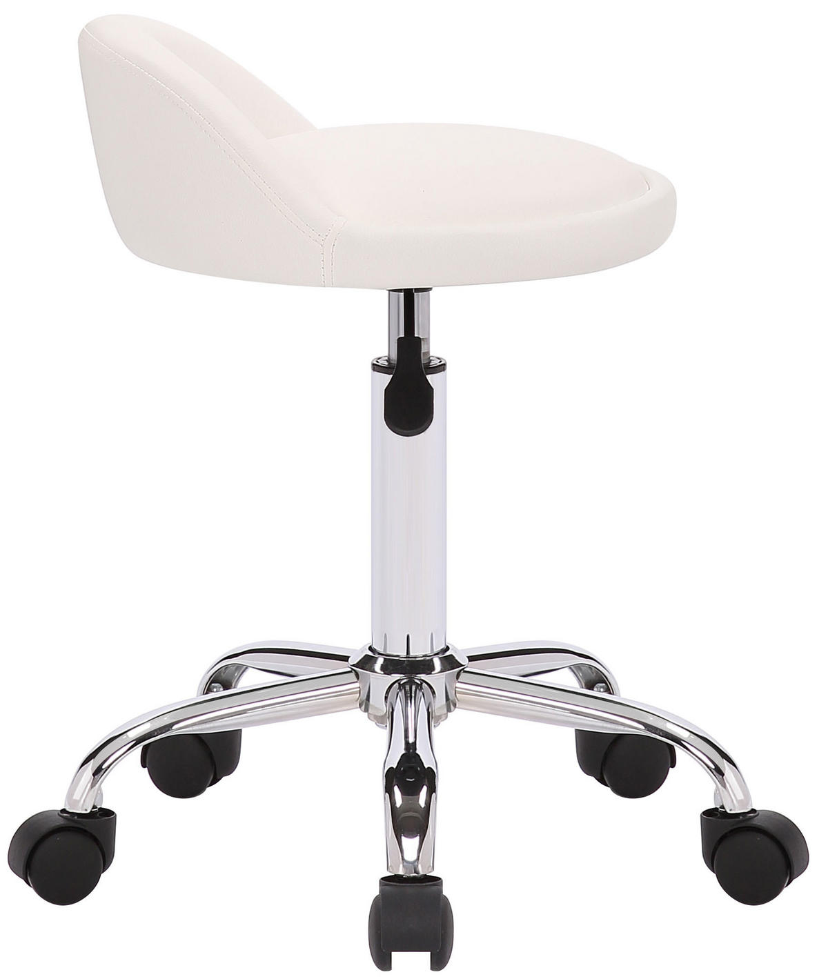 HOCKER Lederlook weiß - Chromfarben/Weiß, Textil/Metall (36/56/43cm) - CLP