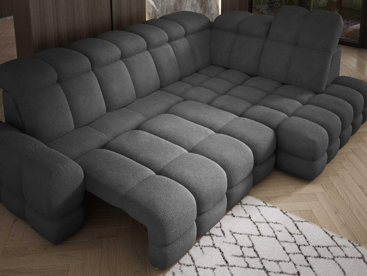 ECKSOFA TOLLO Anthology-stoff L-form 302x217x105 cm graphit - Edelstahlfarben, Holz/Textil (217/302cm) - DomoHome