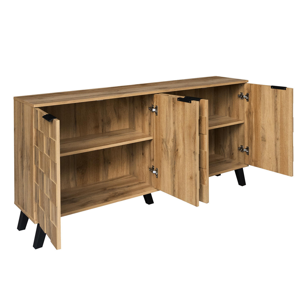 SIDEBOARD 160,5/35,5/78 cm mit 4 Türen in Holzfarbe und modernem Design - Naturfarben, Holzwerkstoff (160.5/78/35.5cm) - BEAOK