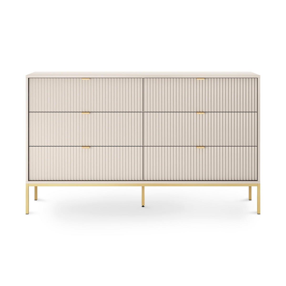 KOMMODE Roza Weiß, Beine Gold - Weiß, Holzwerkstoff (154/91/39cm) - Pillovely