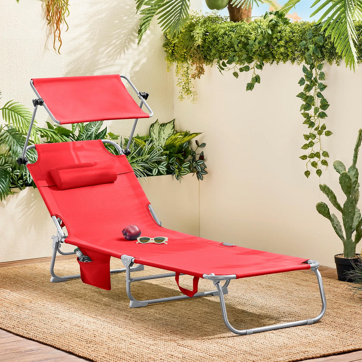 SCHAUKELLIEGE Rot mit Seitentasche - Rot, Textil/Metall (155/56cm) - Kaket