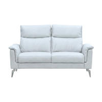 2-SITZER Sofa Borea Echtleder Weiß - Weiß, Leder/Metall (176/102/98cm)