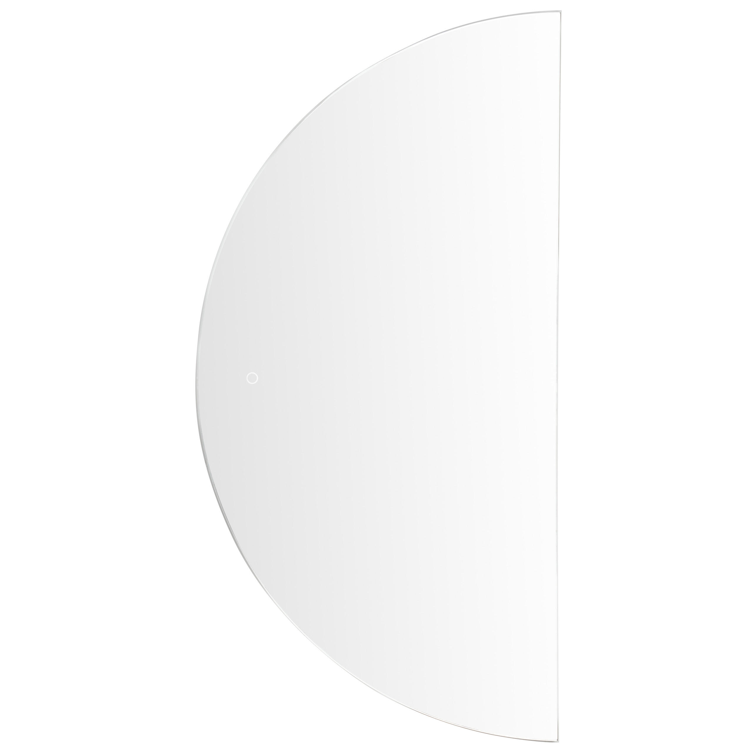 BADSPIEGEL mit LED-Beleuchtung halbrund 60/120 cm Loue - Silberfarben, Glas (60/120/4cm) - Beliani