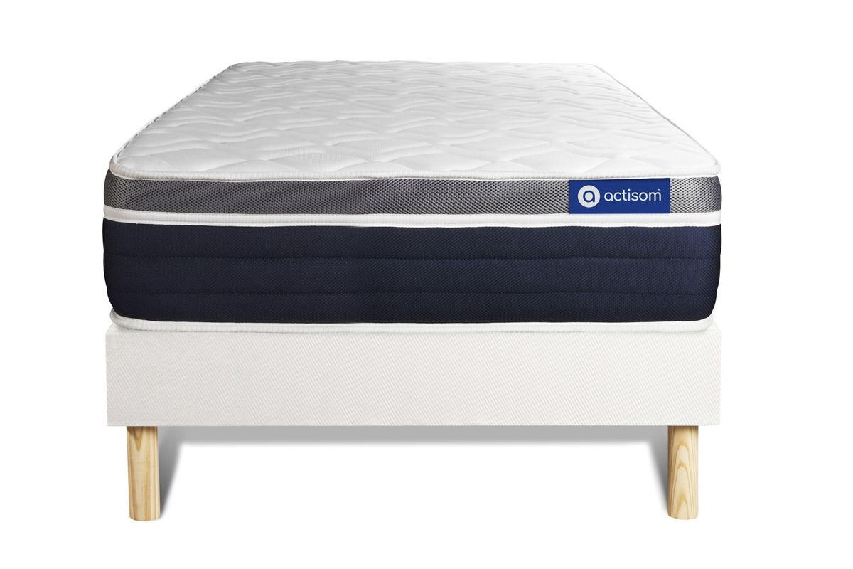 BETT Actimemo confort Memory-Schaum 90 x 200 cm h2 - Kit Bettgestell Weiß - Beige/Weiß, Karton/Holz (90/200cm) - ACTISOM