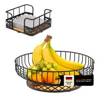 OBSTKORB mit Serviettenhalter, Bambus, Metall, schwarz - Schwarz, Metall (34/10.5cm) - bremermann