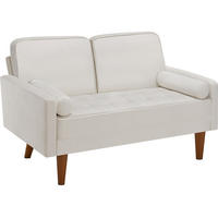 SOFA Skagen, 135 x 76 x 85 cm, Samtoptik creme - Creme/Braun, Kunststoff/Textil (135/85/76cm) - tectake