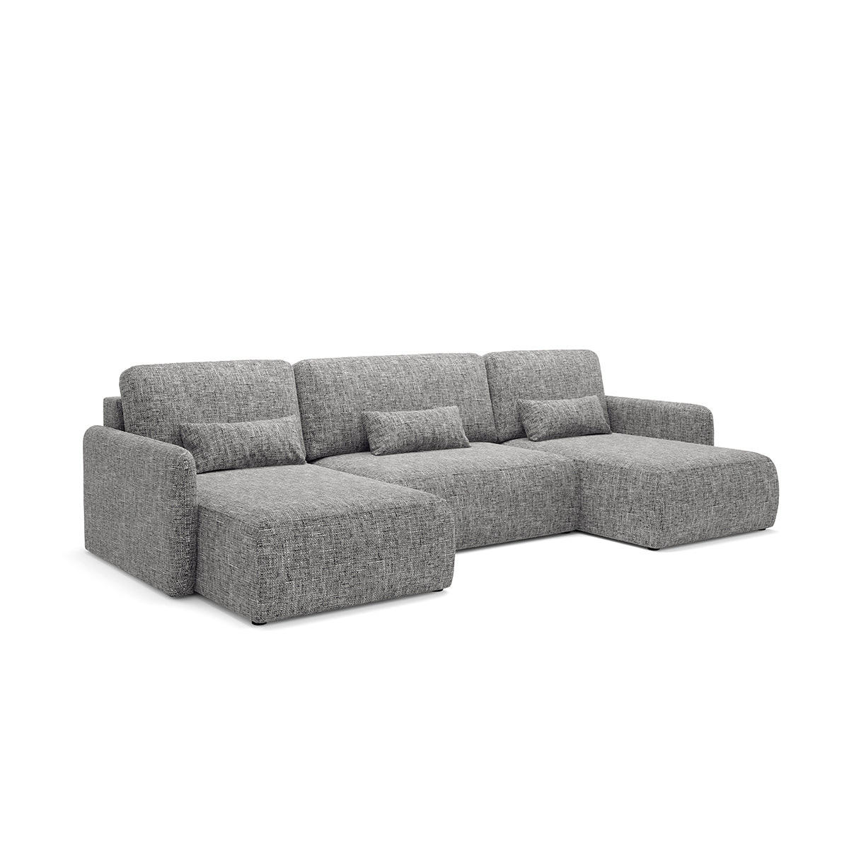 PANORAMASOFA Lazarus 4 Sitzplätze Grau - Grau, Holz (290/86/148cm) - Petits-meubles