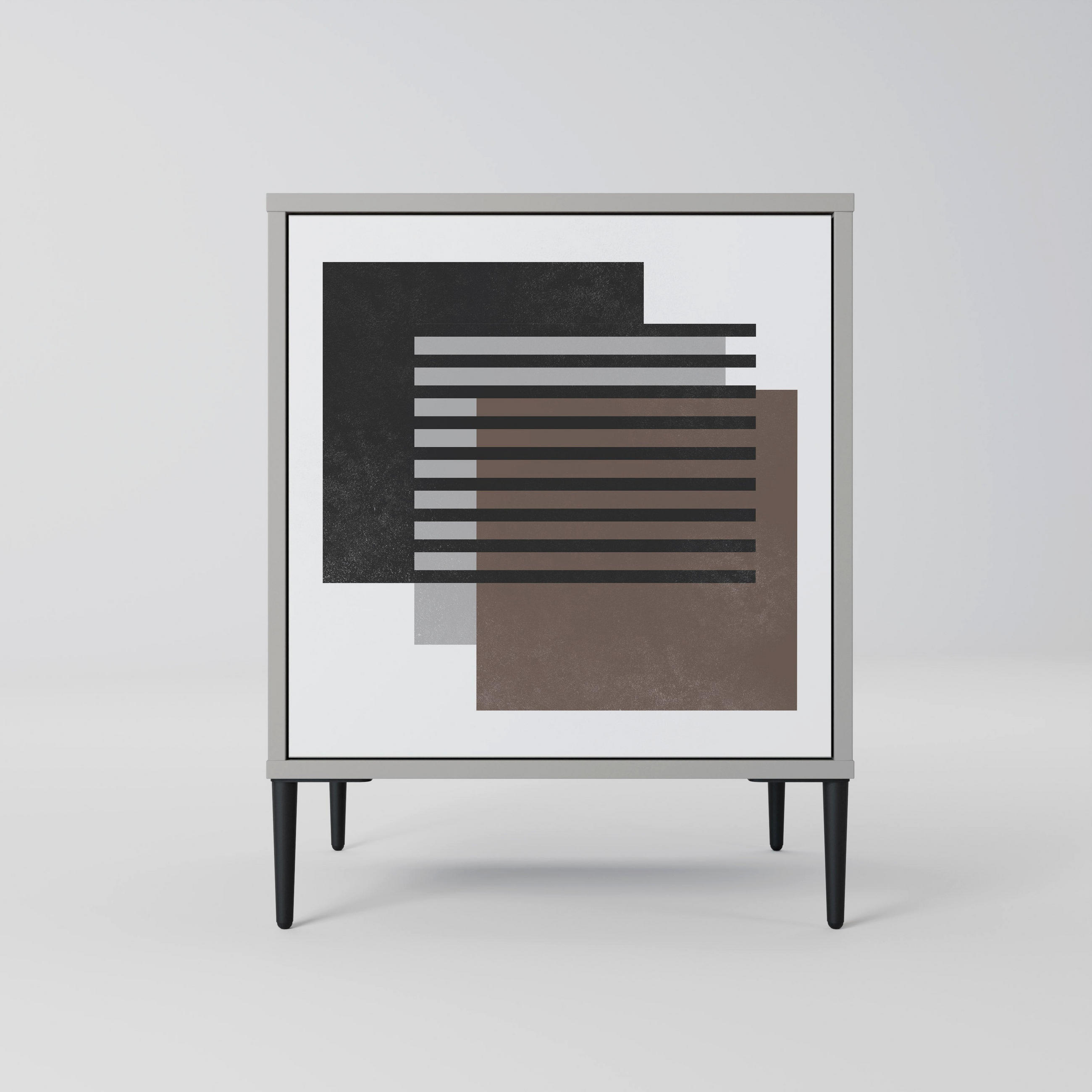 SIDEBOARD SHADOW SYNCHRONY, Grau, 57,5x42x72,5 cm, Schwarze Metallfüße - Multicolor/Schwarz, Holzwerkstoff/Metall (57.5/72.5/42cm) - SpaceRebels