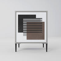 SIDEBOARD SHADOW SYNCHRONY, Grau, 57,5x42x72,5 cm, Schwarze Metallfüße - Multicolor/Schwarz, Holzwerkstoff/Metall (57.5/72.5/42cm) - SpaceRebels