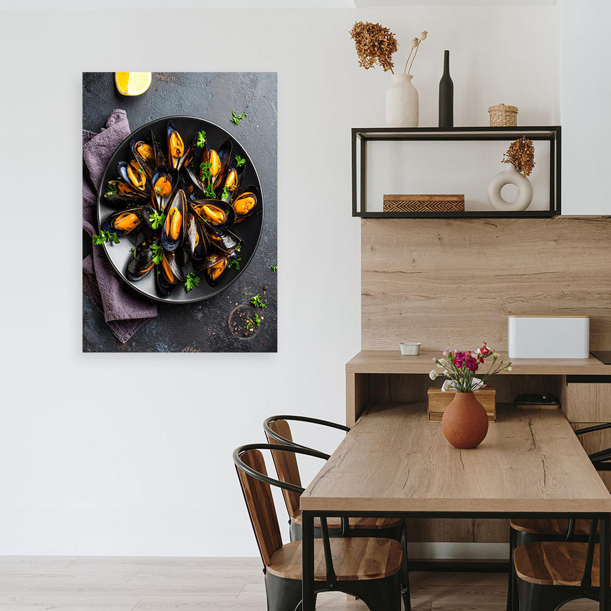 LEINWANDBILD Meeresfrüchte Muscheln 60x90cm - Grau, Textil (60/90cm) - Feeby