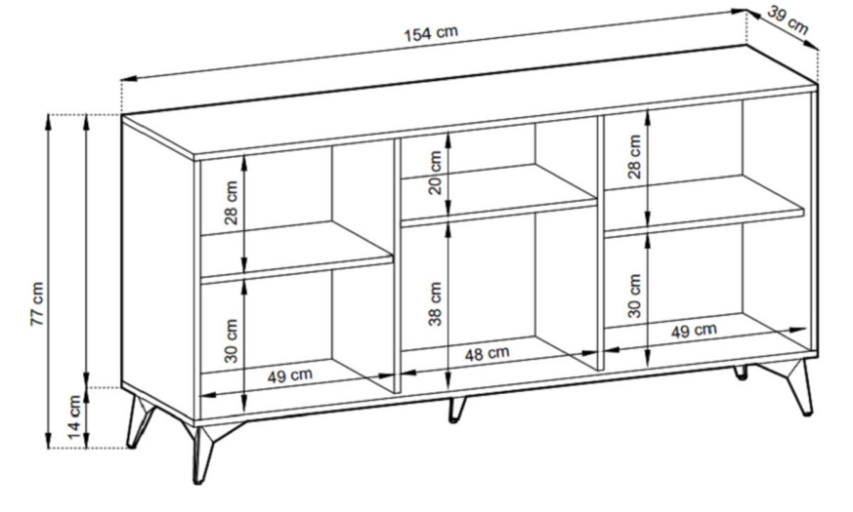 SIDEBOARD K154 Fischgrätmuster - Multicolor, Holzwerkstoff (154/77/39cm) - Sepro Meble